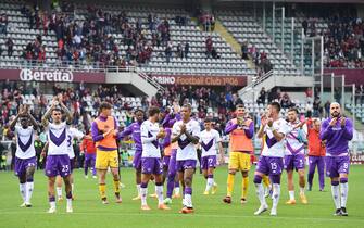 Players of Fiorentina at the end of the italian Serie A soccer match Torino FC vs ACF Fiorentina at the Olimpico Grande Torino Stadium in Turin, Italy, 21 May 2023 ANSA/ALESSANDRO DI MARCO