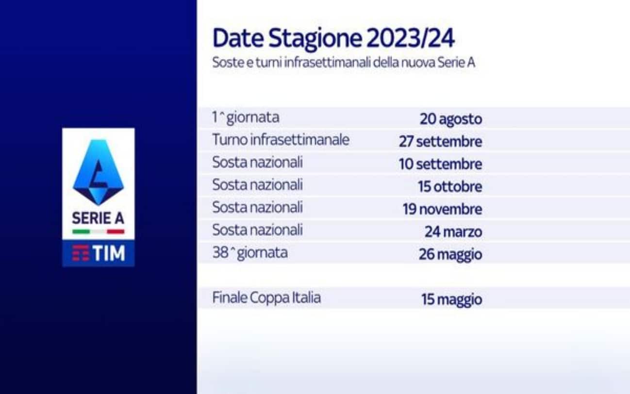 Calendario Serie A 2023 2024, tutte le giornate di campionato date e orari Sky TG24