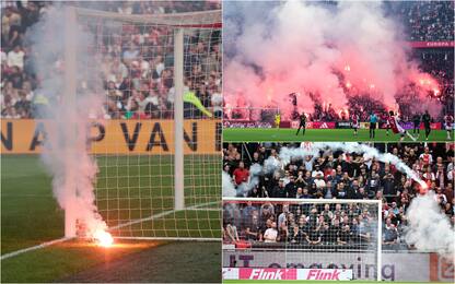Ajax-Feyenoord, partita sospesa dopo lancio di fumogeni in campo. FOTO