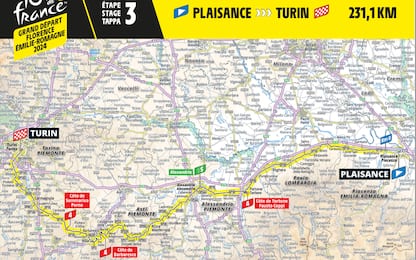 Tour de France 2024, 3^ tappa, da Piacenza a Torino: il percorso