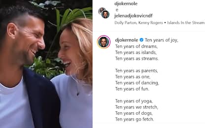 La dedica di Djokovic alla moglie per i 10 anni di matrimonio. VIDEO 