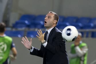 Italy's coach Devis Mangia reacts during the 2013 UEFA U-21 Championship group A football match between England and Italy at Bloomfield Stadium in Tel Aviv on June 5, 2013. Italy won 1-0.  AFP PHOTO / JACK GUEZ        (Photo credit should read JACK GUEZ/AFP via Getty Images)