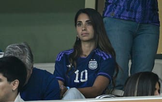 Antonella Roccuzzo attends the FIFA Qatar 2022 Final match between Argentina and France on December 18, 2022 in Doha, Qatar. 
Photo by Leo Rooster/SIPA