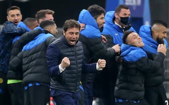Inter Milan s coach Antonio Conte reacts during the Italian serie A soccer match between FC Inter  and Atalanta BC at Giuseppe Meazza stadium in Milan, 8 March  2021.
ANSA / MATTEO BAZZI