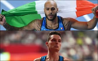Gli atleti italiani Marcell Jacobs e Filippo Tortu