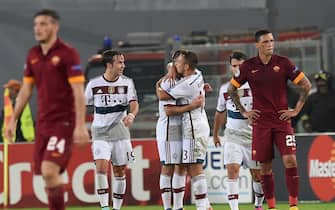 during the UEFA Champions League match between AS Roma and FC Bayern Muenchen on October 21, 2014 in Rome, Italy.