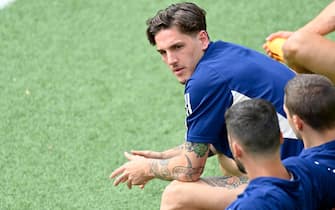 Italian Nicolò Zaniolo during a training session of the Italian national team at Coverciano traning centre in Florence, Italy, 14 June 2023
ANSA/CLAUDIO GIOVANNINI