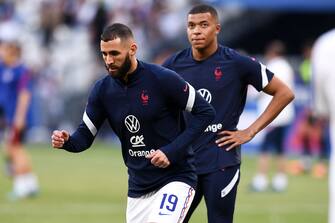 19 Karim BENZEMA (fra) - 10 Kylian MBAPPE (fra) during the UEFA Nations League, group 1 match between France and Croatia at Stade de France on June 13, 2022 in Paris, France. (Photo by Philippe Lecoeur/FEP/Icon Sport) - Photo by Icon sport/Sipa USA
