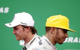 Nico Rosberg e Lewis Hamilton al Gp di Germania nel 2015