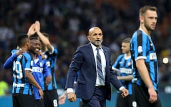 FC Inter's Coach Luciano Spalletti (C) reacts at the end of the Italian Serie A soccer match between  FC Inter and  Empoli at Giuseppe Meazza Stadium in Milan, Italy, 26 May 2019. ANSA / Roberto Bregani