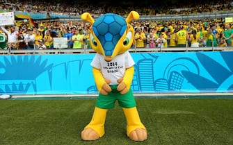 Fuleco the Armadillo the official mascot of the 2014 FIFA World Cup in Brazil. (Photo by AMA/Corbis via Getty Images)
