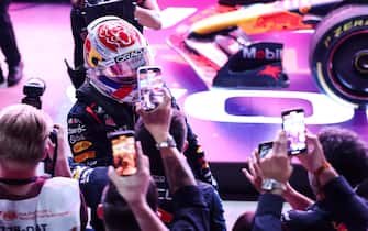 epa10906291 Dutch Formula One driver Max Verstappen of Red Bull Racing celebrates winning the 2023 Formula One Championship after the Sprint race at the Lusail International Circuit racetrack in Lusail, Qatar, 07 October 2023. The Formula 1 Qatar Grand Prix will be held on 08 October 2023.  EPA/ALI HAIDER