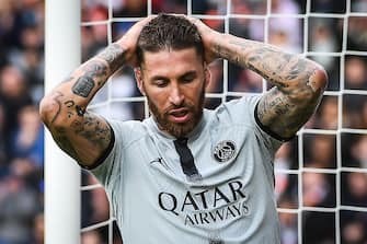 Sergio RAMOS of PSG looks dejected during the French championship Ligue 1 football match between FC Lorient and Paris Saint-Germain on November 6, 2022 at the Moustoir stadium in Lorient, France - Photo: Matthieu Mirville/DPPI/LiveMedia