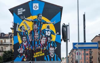 MILAN, ITALY - FEBRUARY 09: An art mural in the district of Isola in the city of Milan celebrating Inter Milan prior to the Serie A match between FC Internazionale and  AC Milan at Stadio Giuseppe Meazza on February 9, 2020 in Milan, Italy. (Photo by Matthew Ashton - AMA/Getty Images)