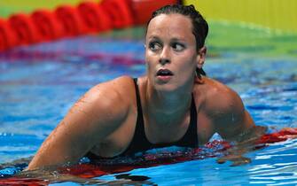 (FILE) HUNGARY SWIMMING FINA WORLD CHAMPIONSHIPS 2017, HUNGARY FINA WORLD AQUATICS CHAMPIONSHIPS, (FILE) HUNGARY SWIMMING FINA WORLD CHAMPIONSHIPS 2017 epa08748599 (FILE) - Federica Pellegrini of Italy reacts after the women's 200m freestyle semifinal during the swimming competitions of the World Aquatics Championships in the Duna Arena in Budapest, Hungary, 25 July 2017 (re-issued on 15 October 2020). On 15 October 2020 Federica Pellegrini announced on her Instagram account that she tested positive for COVID-19 coronavirus. 'I'm very sorry, I needed and wanted to return to racing, but it won't be like that', explained Pellegrini. EPA/Tibor Illyes HUNGARY OUTHUNGARY OUT *** Local Caption *** 53669989
