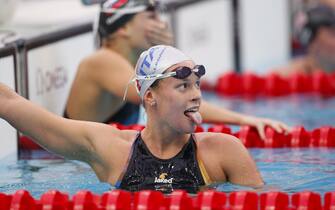 Federica Pellegrini Federica Pellegrini of Italy jubilates her world record gold medal win with the time of 1:54.82 in the women's 200m freestyle swimming finals at the 2008 Olympics at the National Aquatic Center in Beijing, China, 13 August 2008. ANSA/PATRICK B. KRAEMER