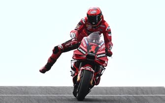 epa10930100 Francesco Bagnaia of Italy for Ducati Team in action during free practice three of the Australian Motorcycle Grand Prix at the Phillip Island Grand Prix Circuit on Phillip Island, Victoria, Australia 21 October 2023.  EPA/JOEL CARRETT AUSTRALIA AND NEW ZEALAND OUT