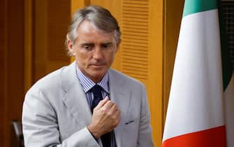 Roberto Mancini durante il convegno organizzato dal governo in occasione della  Giornata mondiale contro le droghe , Camera dei Deputati, Roma 26 giugno 2023. ANSA/FABIO FRUSTACI.