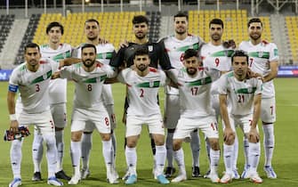 DOHA, QATAR - JUNE 12: Iran line up ahead of the FIFA Friendly Regular Round match between Iran and Algeria at Suheim Bin Hamad Stadium on June 12, 2022 in Doha, Qatar. (Photo by Amir kheirkhah - ATPImages/Getty Images)