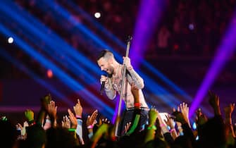 Adam Levine and Maroon 5 perform during the Super Bowl LIII halftime show at Mercedes-Benz Stadium in Atlanta, Georgia on Feb. 3, 2019. (Photo by Anthony Behar/Sipa USA)