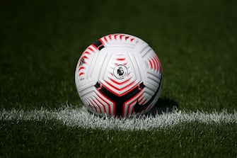 LOUGHBOROUGH, ENGLAND - AUGUST 03: A detailed view of The Nike Flight Premier League Football For 2020/21 Season at Loughborough University Stadium on August 03, 2020 in Loughborough, England. (Photo by Alex Pantling/Getty Images)