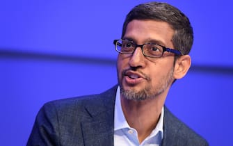 Alphabet CEO Sundar Pichai speaks during a session at the World Economic Forum (WEF) annual meeting in Davos, on January 22, 2020. (Photo by Fabrice COFFRINI / AFP) (Photo by FABRICE COFFRINI/AFP via Getty Images)