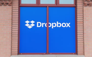 PARK CITY, UT - JANUARY 23:  General view of Dropbox sign and logo on Main Street during the Sundance Film Festival on January 23, 2020 in Park City, Utah.  (Photo by Mat Hayward/Getty Images)