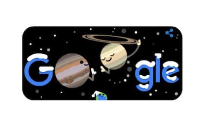 La congiunzione Giove Saturno nel doodle di Google del 21 dicembre