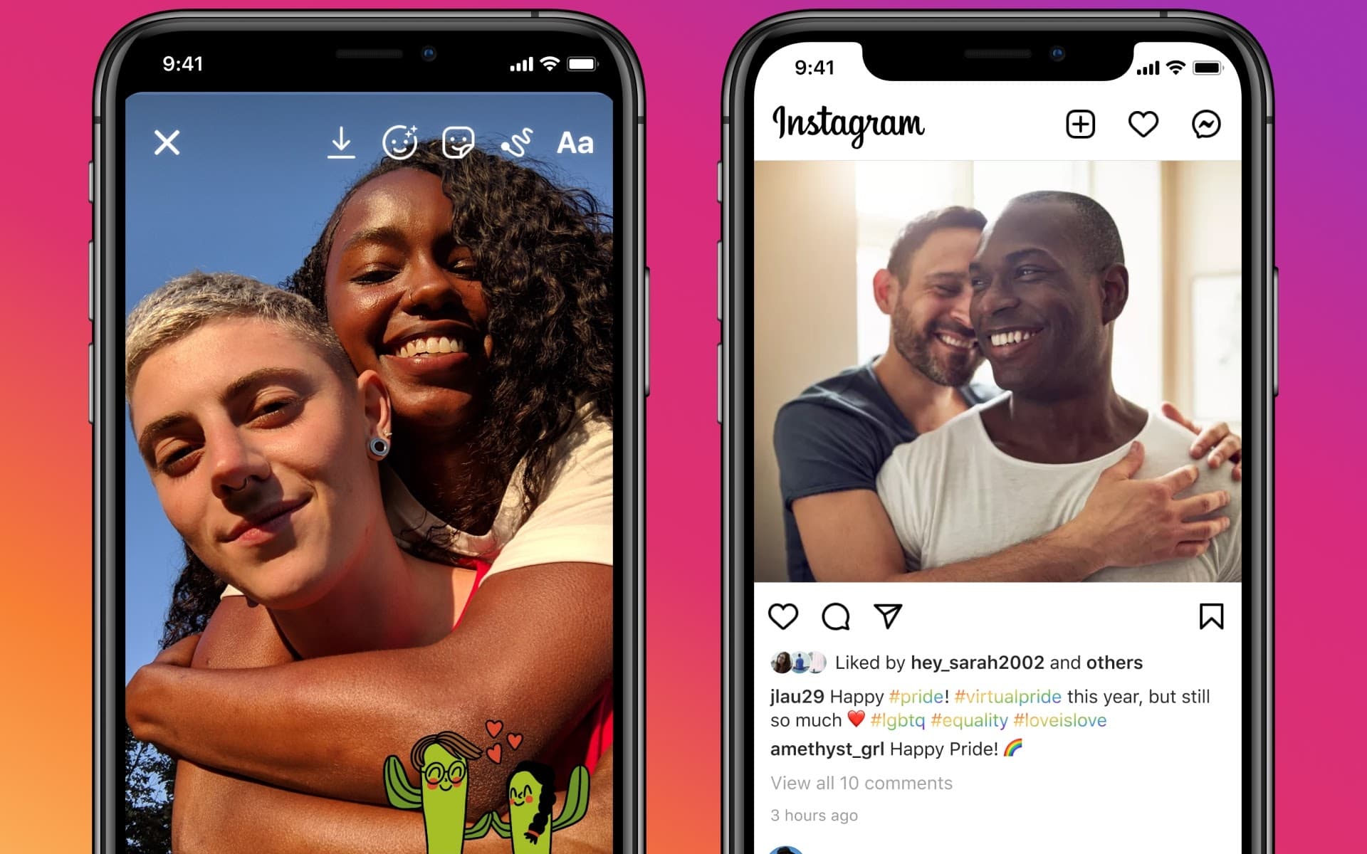 I nuovi adesivi su Instagram ispirati al Pride