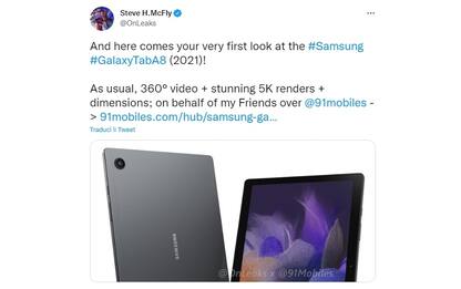 Samsung Galaxy Tab A8 2021, i dettagli svelati dai leakers