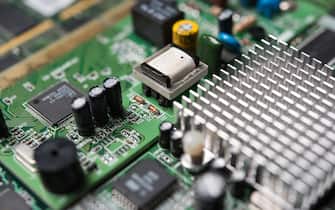 computer circuit board closeup