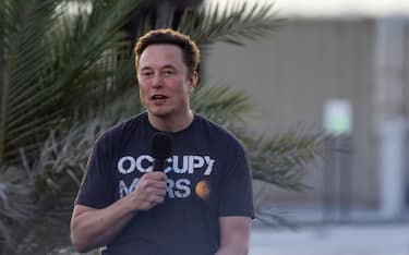 BOCA CHICA BEACH, TX - AUGUST 25: SpaceX founder Elon Musk speaks during a T-Mobile and SpaceX joint event on August 25, 2022 in Boca Chica Beach, Texas. The two companies announced plans to work together to provide T-Mobile cellular service using Starlink satellites. (Photo by Michael Gonzalez/Getty Images)