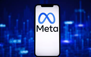 The Meta logo is seen on a mobile phone in this photo illustration in Warsaw, Poland on 27 September, 2022. (Photo by Jaap Arriens / SIpa USA_