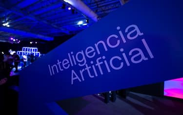 19 April 2023, Argentina, Buenos Aires: "Inteligencia Artificial" (Artificial Intelligence) is seen on a sign at the "IT Joven" technology fair. Photo: Florencia Martin/dpa (Photo by Florencia Martin/picture alliance via Getty Images)
