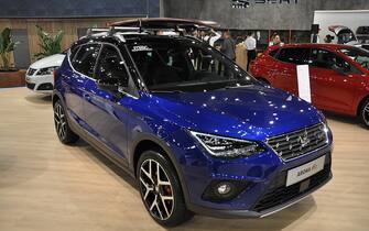 VIENNA, AUSTRIA - JANUARY 15: A Seat Arona is seen during the Vienna Car Show press preview at Messe Wien, as part of Vienna Holiday Fair, on January 15, 2020 in Vienna, Austria. The Vienna Autoshow will be held January 16-19. (Photo by Manfred Schmid/Getty Images)