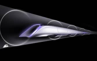 epa03823638 A drawing shows the conceptual plans for the Hyperloop, a solar-powered, elevated, 800 mph (1287 Kph) tubular transportation system designed by Tesla Motors and SpaceX CEO Elon Musk, who estimates his visionary system would cost about 6 Billion USD (4.53 billion euro) to build. The system would transport people from Los Angeles, California, USA to San Francisco, California, USA in about 30 minutes.  EPA/ELON MUSK / HANDOUT   EDITORIAL USE ONLY/NO SALES
