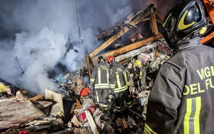 La villetta esplosa  a causa di una fuga di gas nella serata del 20 dicembre 2022  a Quarto d'Asti. ANSA/JESSICA PASQUALON