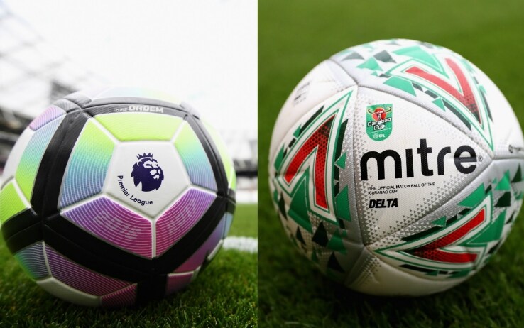 I due palloni: Nike per la Premier League, Mitre per la League Cup (Getty Images) I due palloni: Nike per la Premier League, Mitre per la League Cup (Getty Images)
