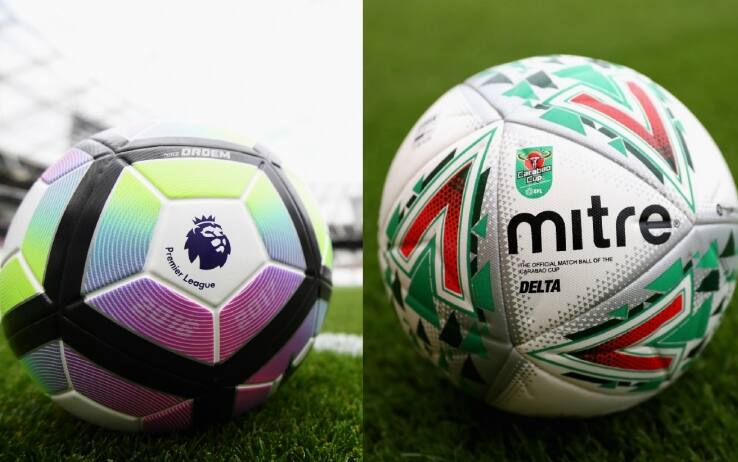 I due palloni: Nike per la Premier League, Mitre per la League Cup (Getty Images)