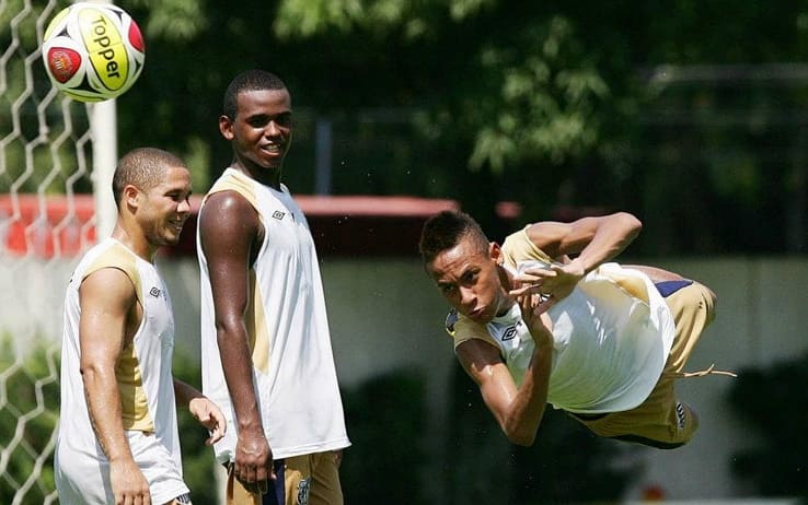 Jefferson Café si allena con Neymar ai tempi del Santos (fonte: Divulgação/ Santos)