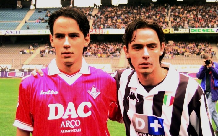 Simone e Filippo Inzaghi con le maglie di Piacenza e Juventus