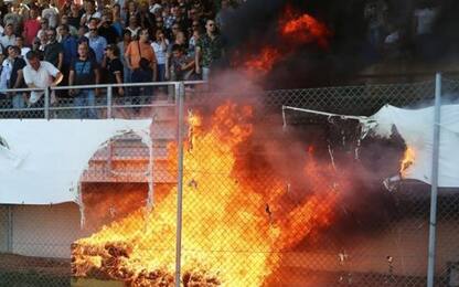Incendio allo stadio, paura per Spezia-Savona