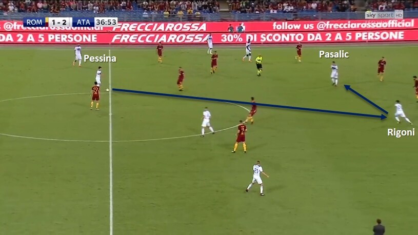 La costruzione del gol del 3-1 di Rigoni contro la Roma roma atalanta, emiliano rigoni