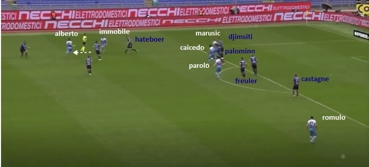 Luis Alberto va a prendere il pallone sui piedi di Immobile luis alberto, ciro immobile, lazio atalanta