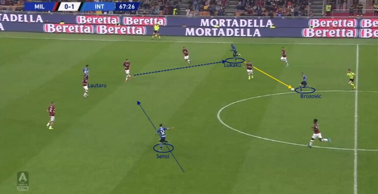 Lukaku riceve largo a destra romelu lukaku, marcelo brozovic
