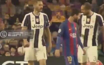 Bonucci chiede maglia a Messi, Chiellini lo sgrida