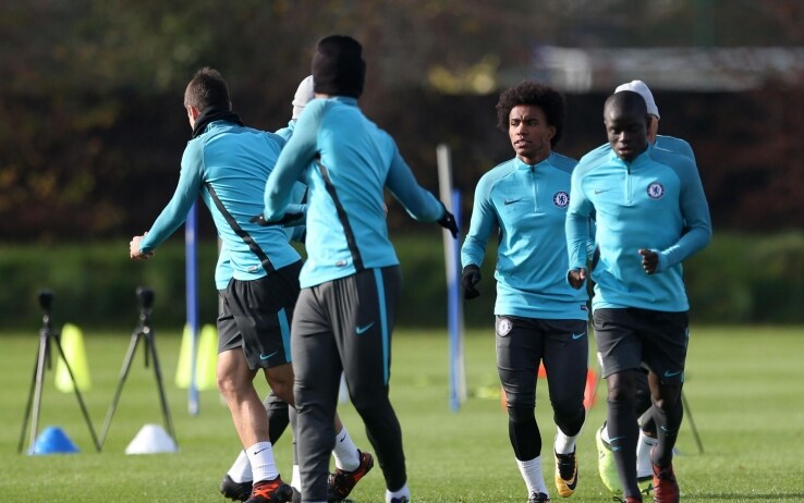 Il Chelsea si prepara alla partita con la Roma in Champions League (Lapresse)
