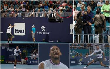 Ace da sotto, no look, lite: set folle per Kyrgios