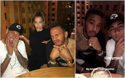 Neymar, cena con Hamilton e serata tra le modelle