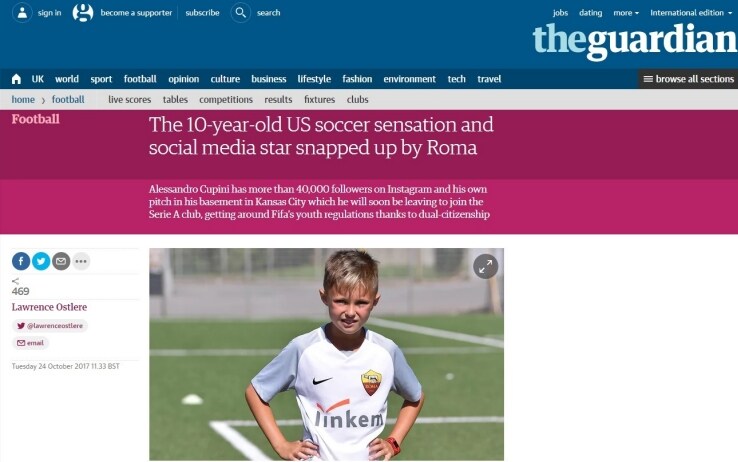 L'articolo del Guardian dedicato a Cupini L'articolo del Guardian dedicato a Cupini